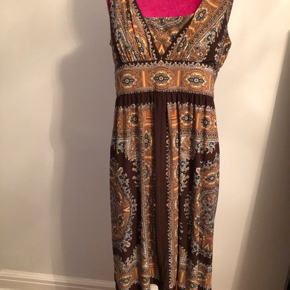 DRESS HIPPY CHIC GEOMETRIC MADRAS DRESS - Picture 2 of 7